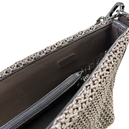 Brunello Cucinelli Brown Interwoven Raffia Effect Single Handle Shoulder Bag