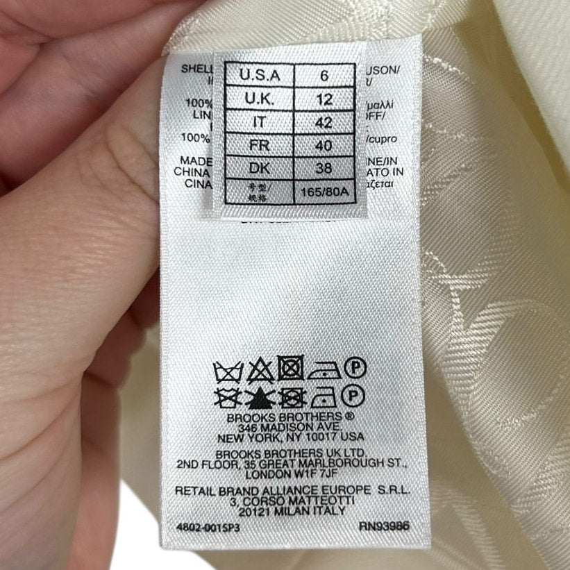 NWT $498.00 Brooks Brothers White Wool Stellita Fit Blazer Jacket Womens US 6