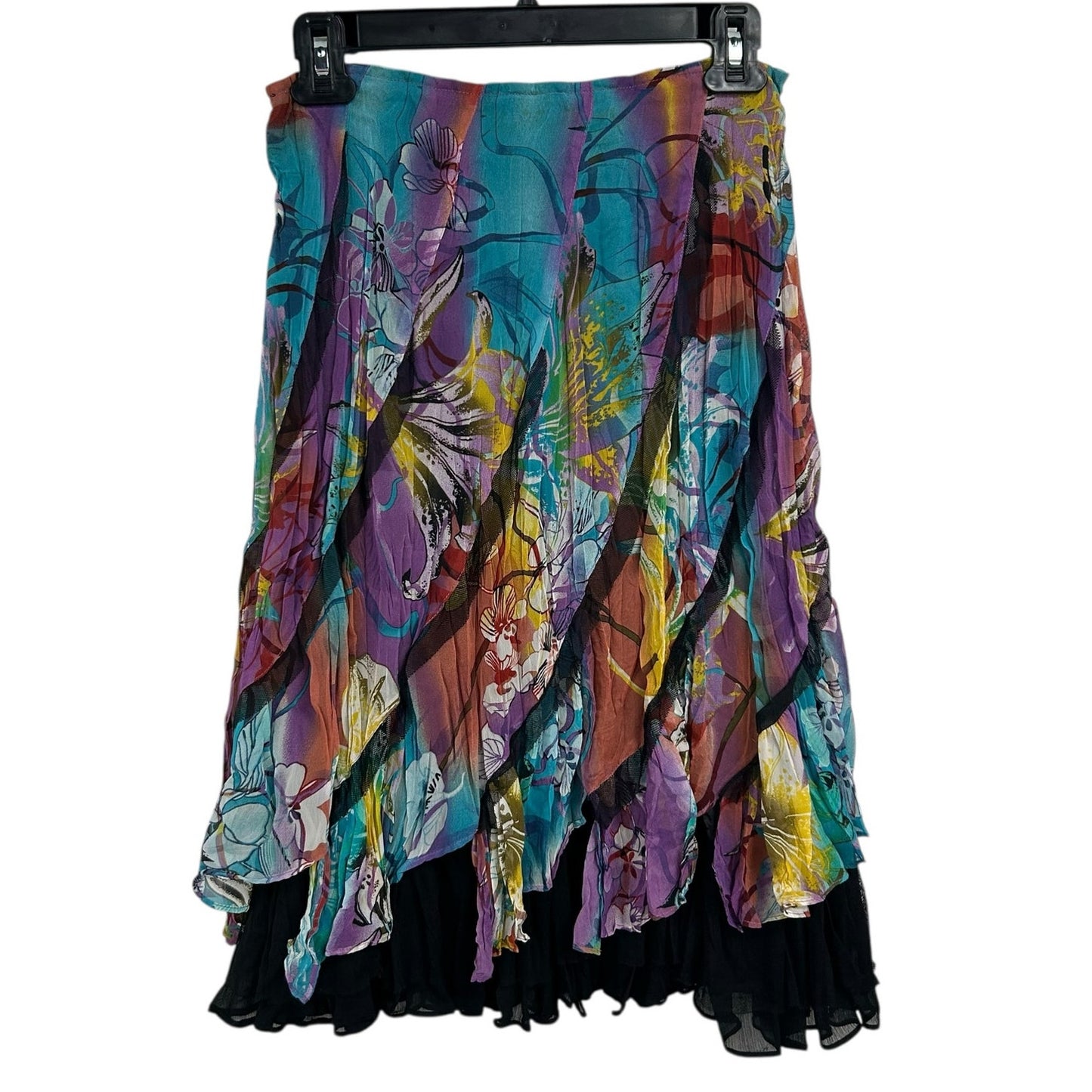 Alberto Makali Multi Abstract Floral Print Crinkle Knee Length Skirt Womens 4