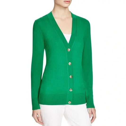 Tory Burch Green Long Sleeve Wool Button Down Sweater Cardigan Womens Small