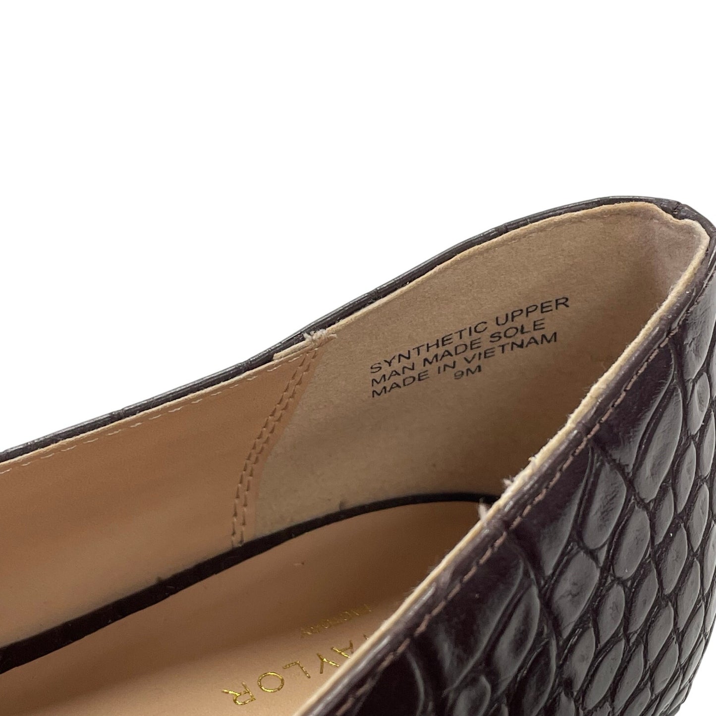 NWT Ann Taylor Factory Dark Brown Faux Leather Pointed Toe Flats Womens Size 9