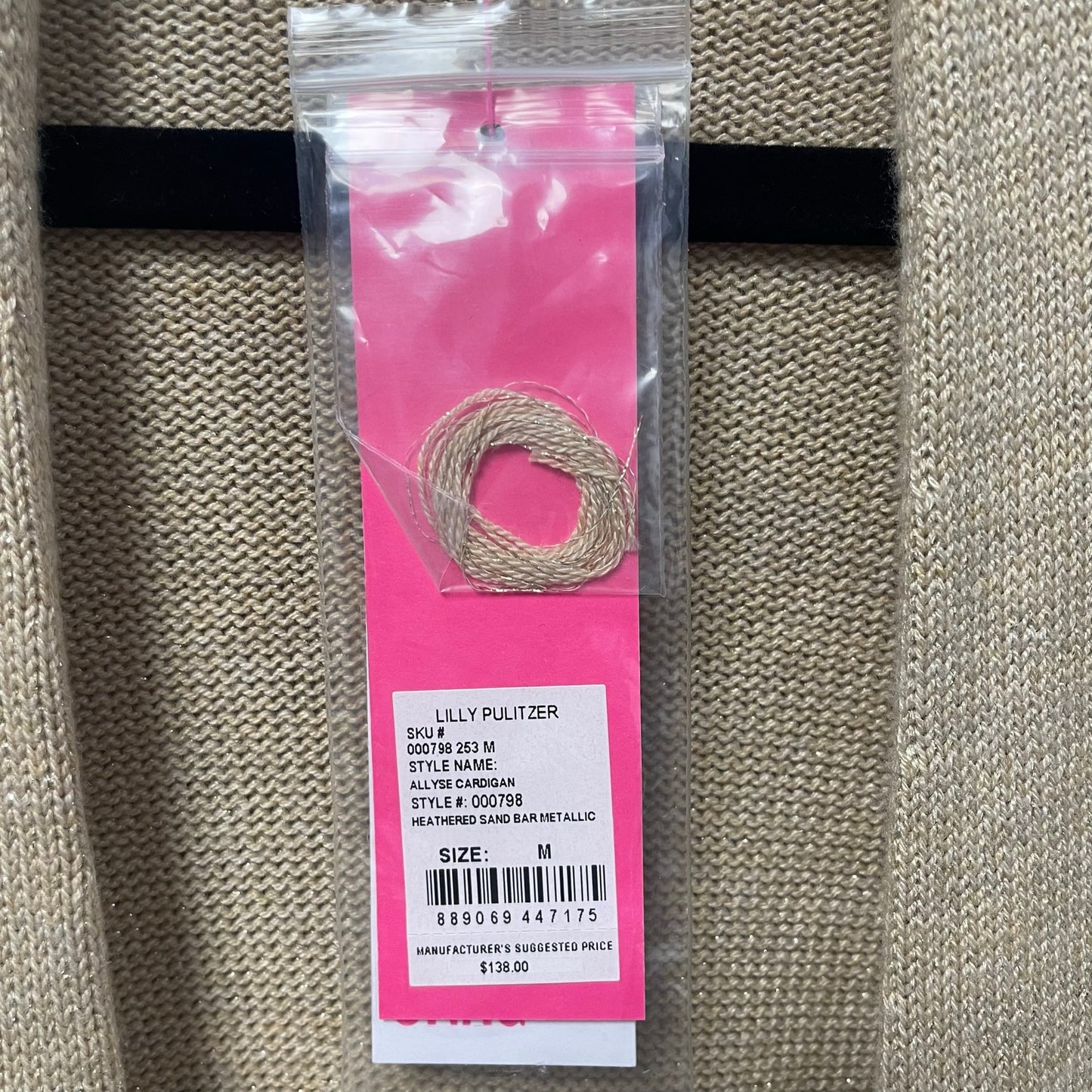 NWT Lilly Pulitzer Allyse Cardigan Heathered Sand Bar Metallic Knit Medium