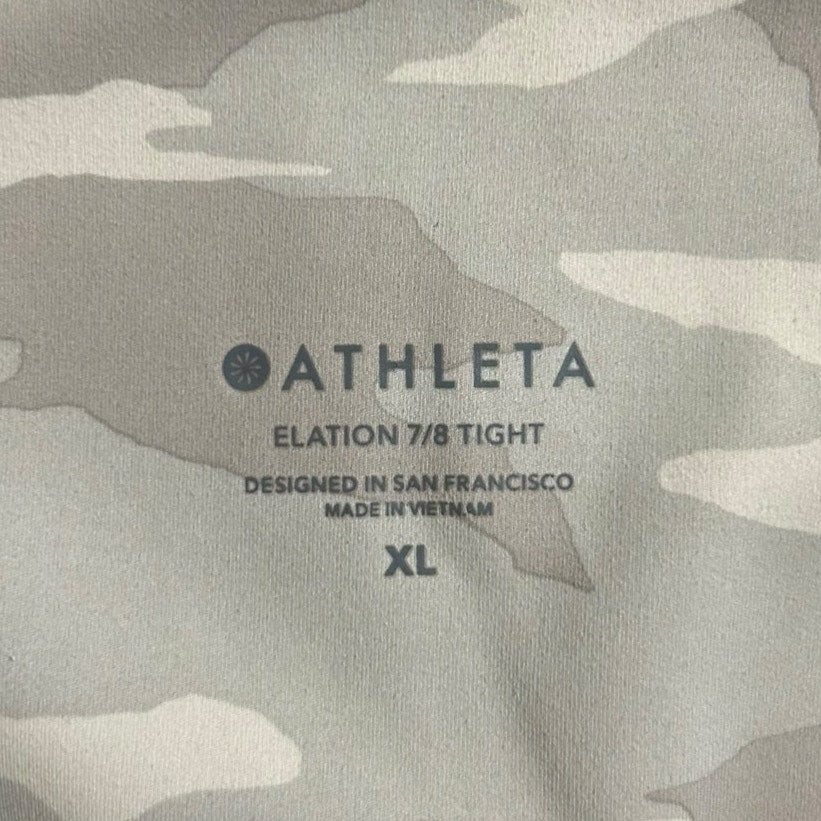 Athleta Gray White Camo Print Elation 7/8 Tight Pull On Leggings Womens Size XL