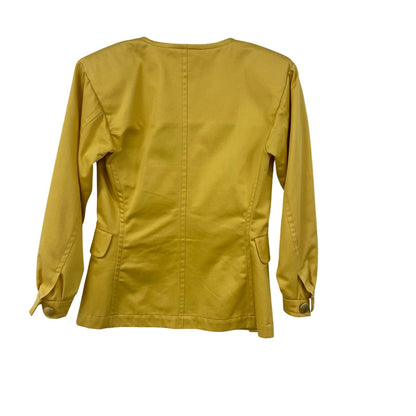 Vintage Yves Saint Laurent Button Front Yellow Cotton Jacket Womens 34 / US XS