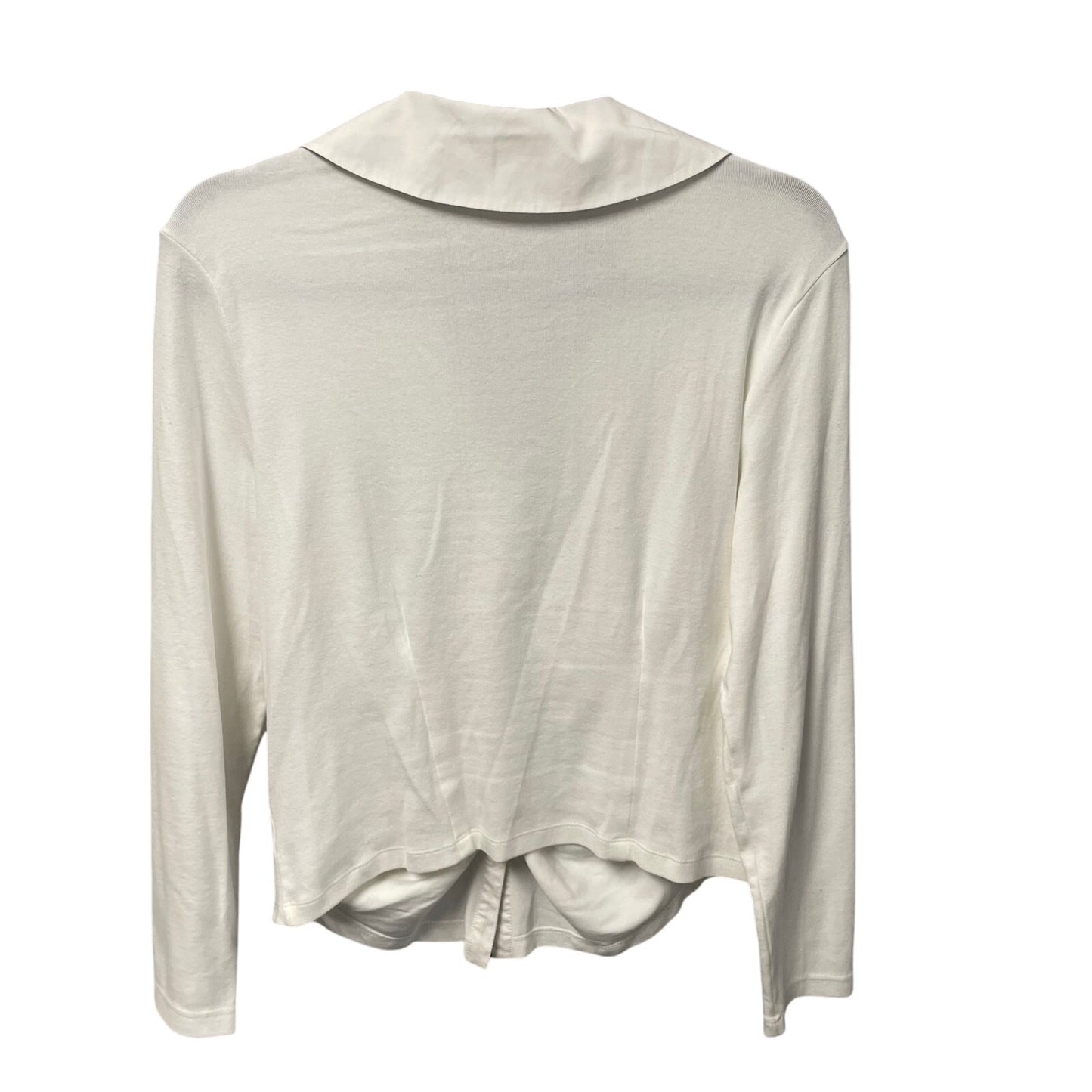 Anthropologie Maeve Ruched V Neck Button Up Collared Shirt White Womens Size XL