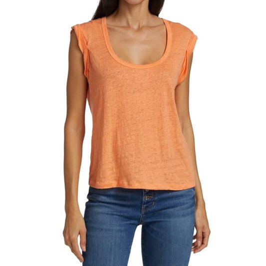 Veronica Beard Jeans 100% Linen Arion Muscle T Shirt Orange Womens Small
