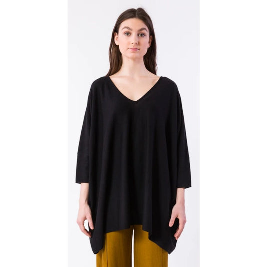 Kerisma Black Knit Pullover Poncho Roslyn Top Womens One Size