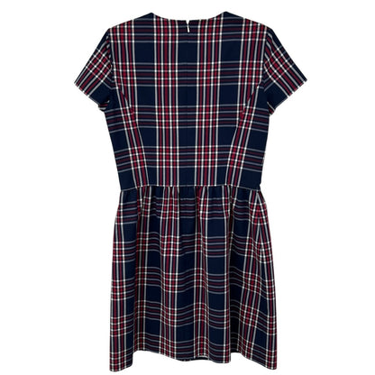 Brooks Brothers Red Fleece Navy Red White Plaid Short Sleeve Dress Womens US 8