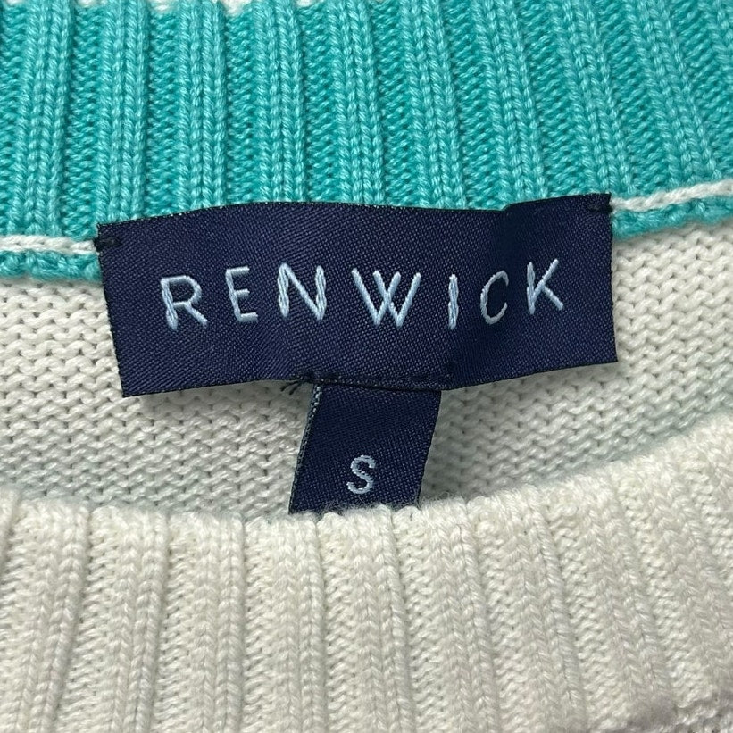 Renwick Ivory Caribe Pickle Long Sleeve Pullover Crewneck Sweater Womens Small