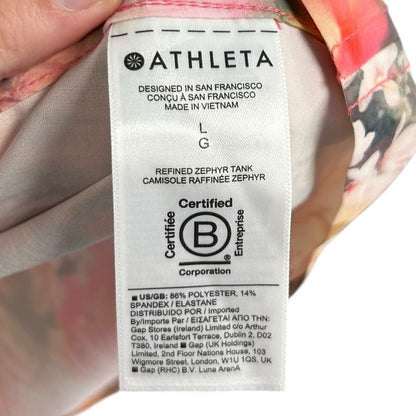 NWT Athleta Bloom Spring Pink Floral Print Refined Zephyr Tank Top Womens Large