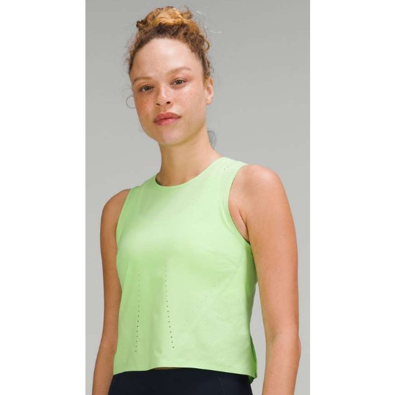Lululemon Swift Ventilated Running Tank Top Scream Green Light Womens 4