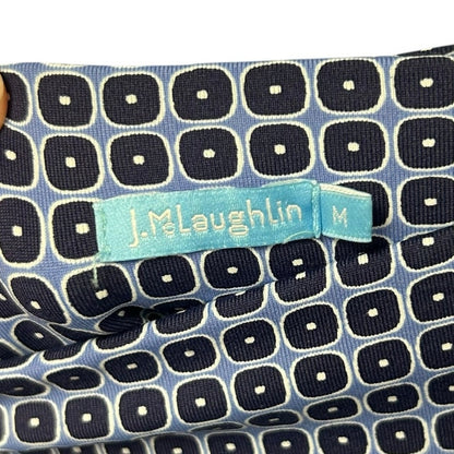 J. McLaughlin Navy Blue Geometric Print Nylon Blend Pull On Pants Womens Medium