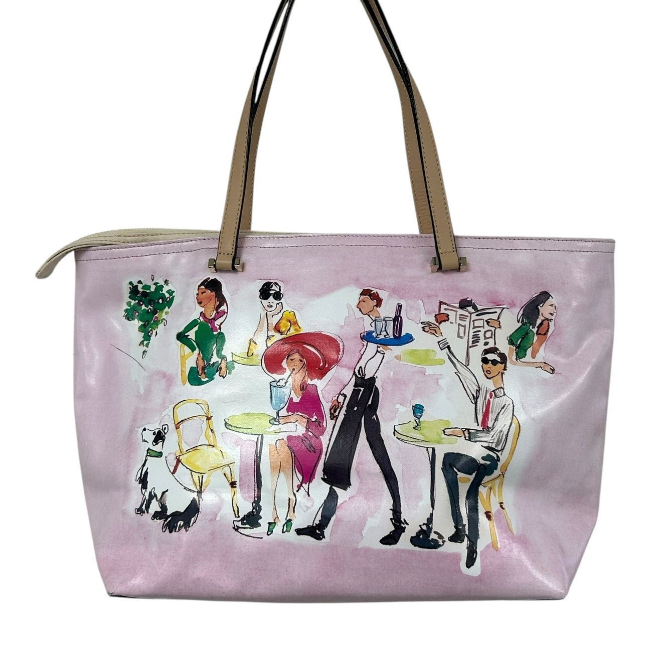 Kate Spade Pink Multi Ooh La La Bruno Cafe Francis Double Handle Tote AS IS