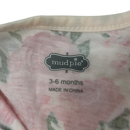 Mud Pie Rose Print Baby Cotton Sleeper Set with Headband Girls 3-6 Months