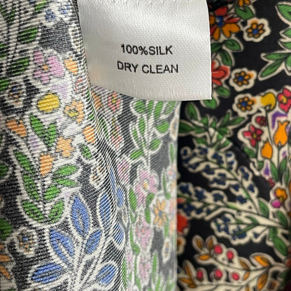 La Roque 100% Silk Long Sleeve Button Up Collared Dress Multicolor Floral Medium