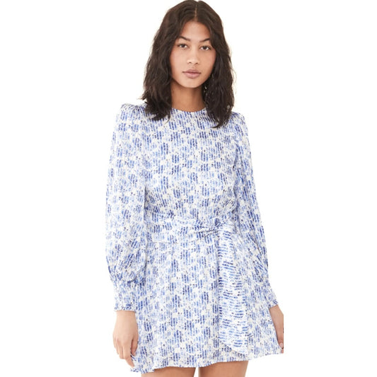 NWT Alice + Olivia Blue White Forget Me Not Antique Floral Molli Dress Womens 4