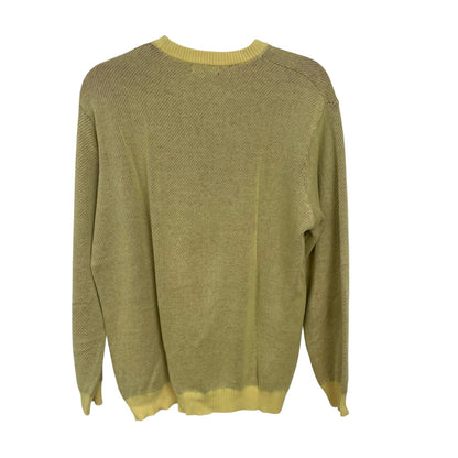 Saks Fifth Avenue Floral Intarsia Sweater Lemonade Yellow and Pink Mens Large