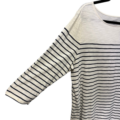 NWT Chico's White Navy Stripe 3/4 Sleeve Round Neck Cotton Knit Top Womens 16