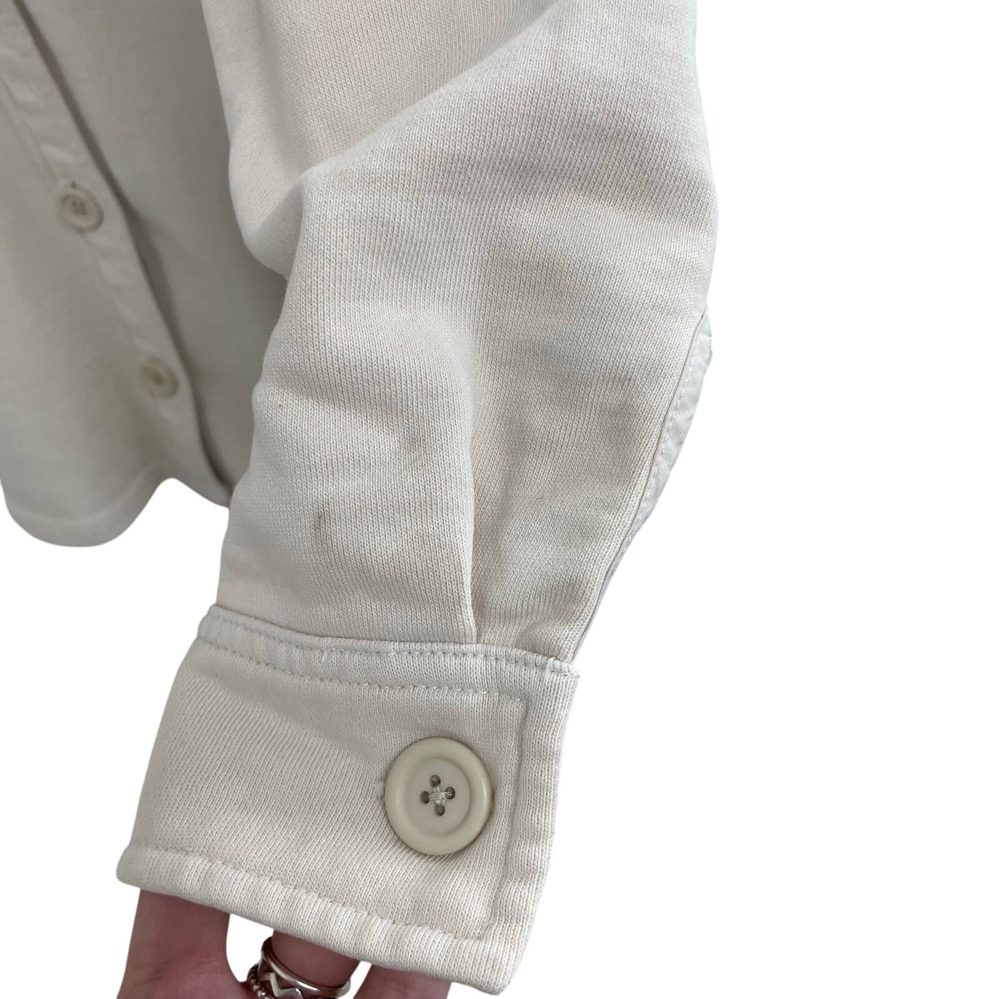 Good American Pure Cotton Button Up Fleece Shacket in Bone Womens XXS / XS AS IS