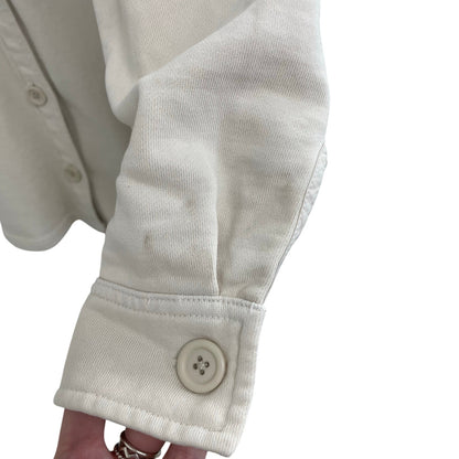 Good American Pure Cotton Button Up Fleece Shacket in Bone Womens XXS / XS AS IS