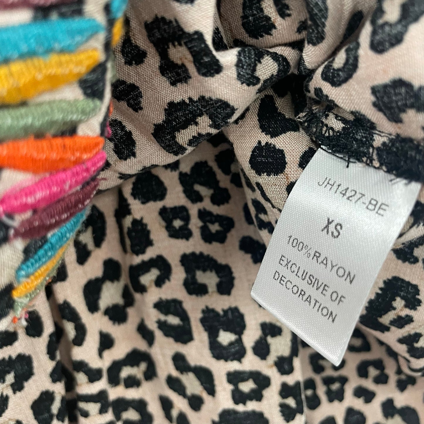 THML Animal Print Multicolor Embroidered Keyhole Cutout Tank Top Womens XS