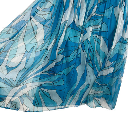 Issue Y2K Silk Blue Printed Embroidered Bodice Halter Mini Dress Womens Size 6