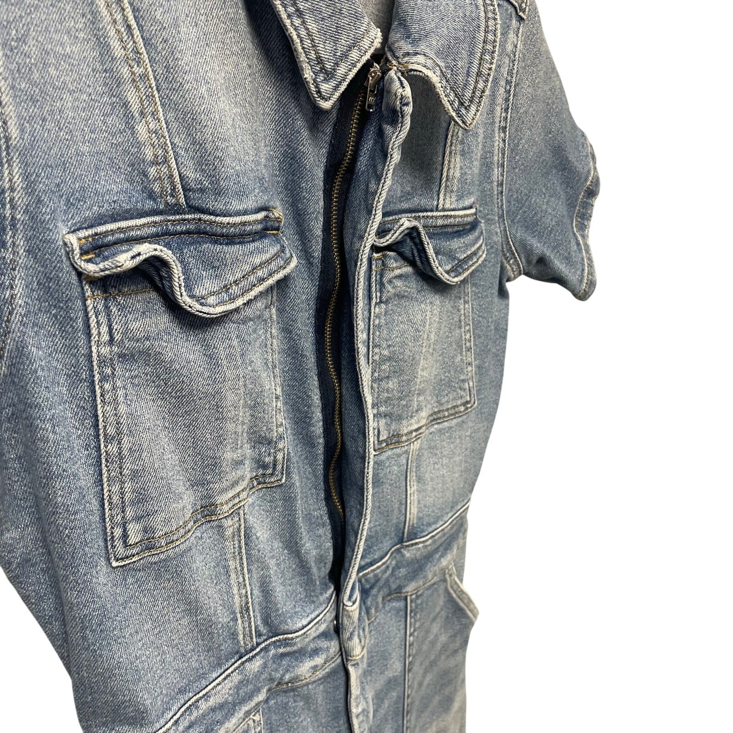 Good American Fit For Success Denim Jumpsuit Light Wash Womens 3 / US Large