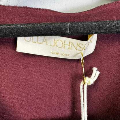 NWT Ulla Johnson Mahogany Long Cuff Sleeve Ruffle Mock Neck Dara Blouse Size 2