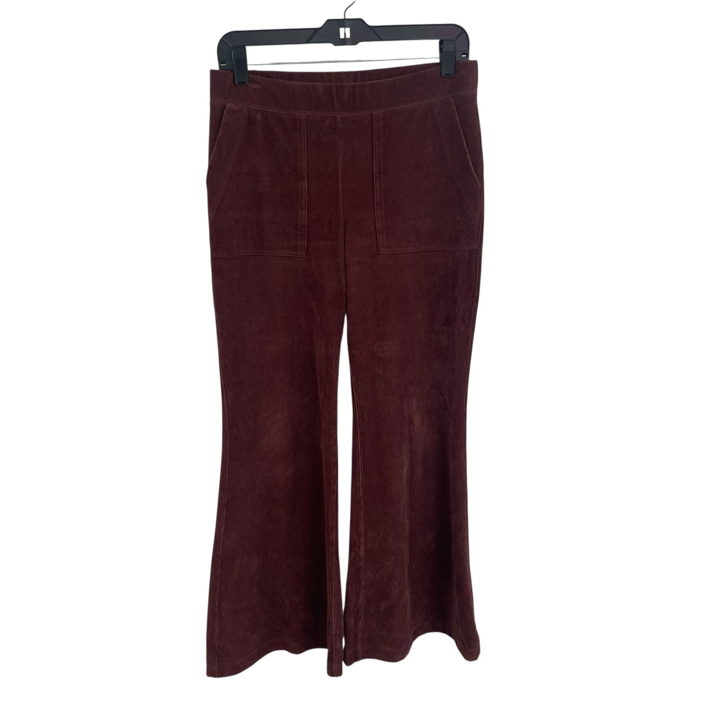 Anthropologie Daily Practice Velour Corduroy Flare Pants Plum Womens Small