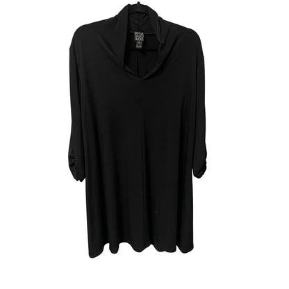 Clara Sun Woo 3/4 Ruched Sleeve Spandex Blend Black Dress Womens Plus Size 1X