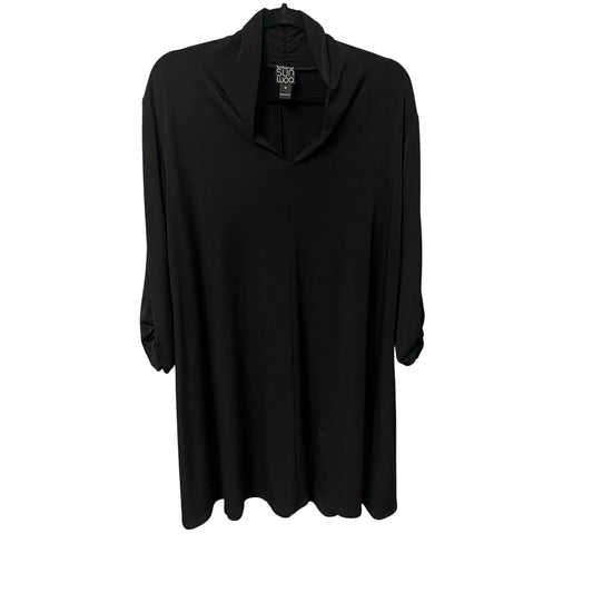Clara Sun Woo 3/4 Ruched Sleeve Spandex Blend Black Dress Womens Plus Size 1X