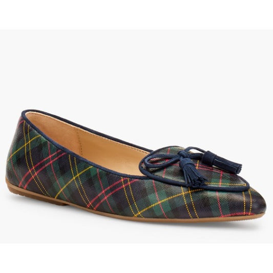 Talbots Francesca Tie Tassel Driving Moccasins Tartan Plaid Leather Womens 7