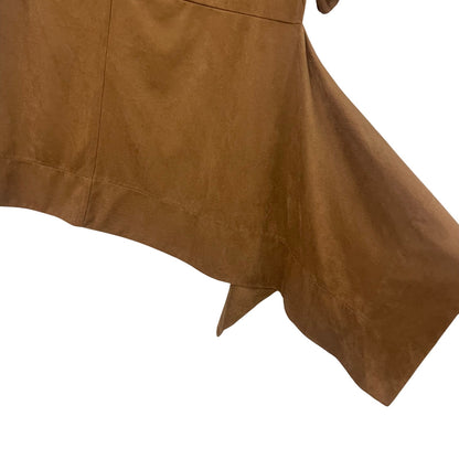 NWT Chico’s Draped Faux Suede Top Short Sleeve Gingerbread Brown Womens Size 4