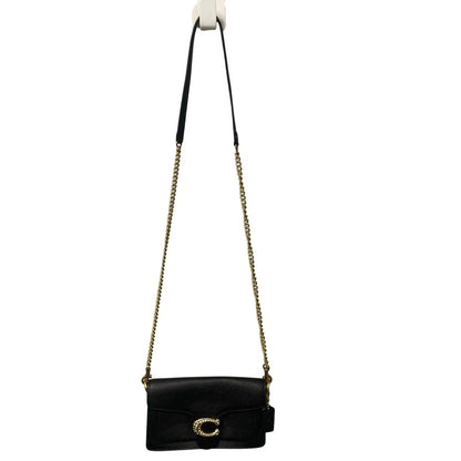 Coach Tabby Mixed Leather Chain Crossbody Bag With Gem C Closure Black Gold