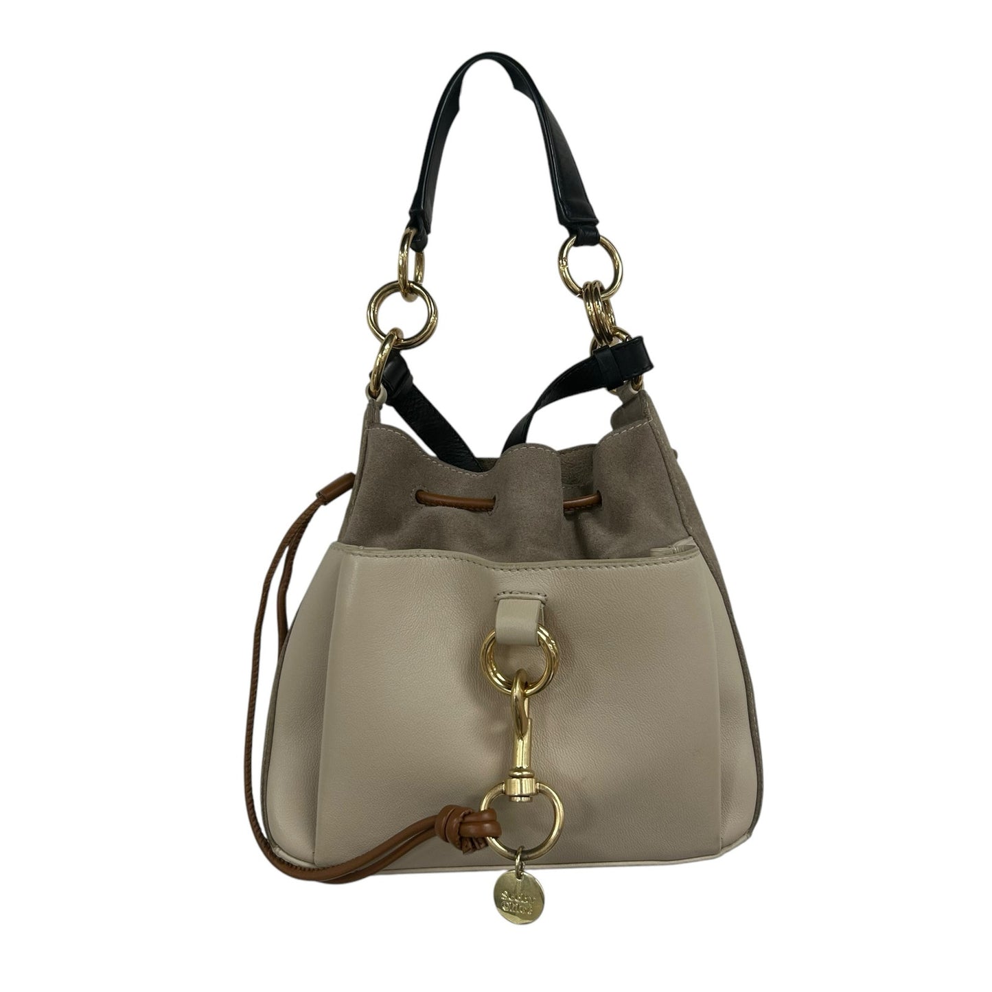 See By Chloe Tony Leather & Suede Drawstring Color Block Shoulder Bag