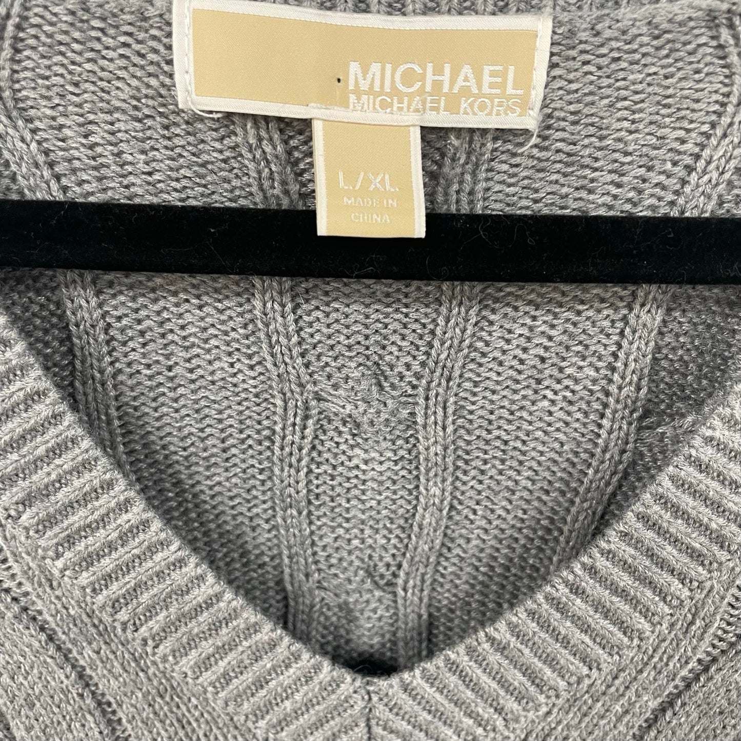 Michael Michael Kors Gray Cable Knit Short Sleeve Pullover Sweater Large / XL