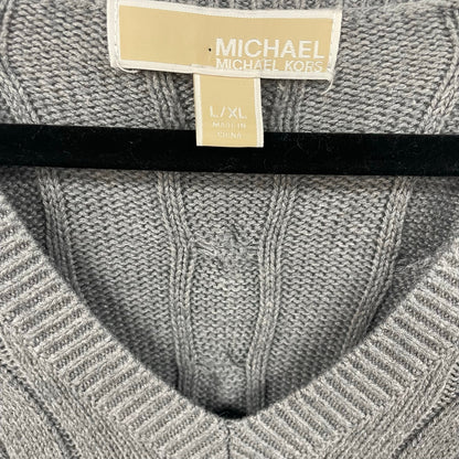 Michael Michael Kors Gray Cable Knit Short Sleeve Pullover Sweater Large / XL