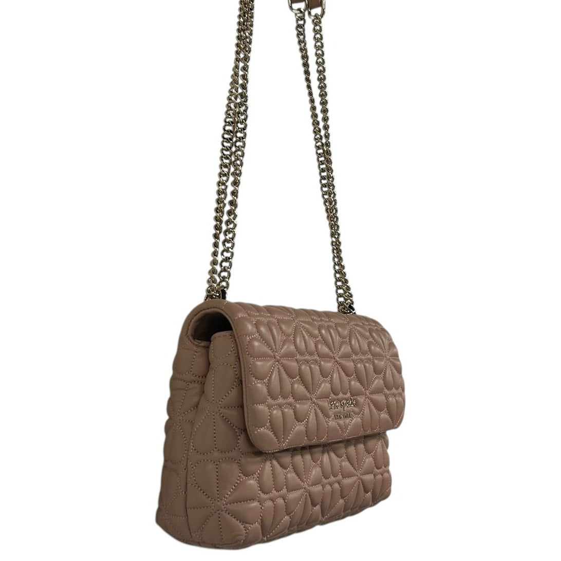 Kate Spade Flapper Pink Leather Bloom Quilted Small Flap Chain Shoulder Bag