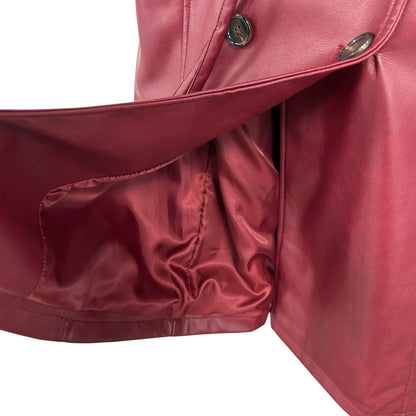 NWT Avec Les Filles Wine Red Faux Leather Sleeveless Belted Vest Womens XS