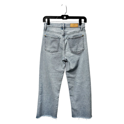 7 For All Mankind Light Wash High Rise Raw Hem Straight Denim Jeans Womens 26