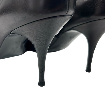 Vintage Givenchy Black Leather Flower Closed Toe Womens 36.5 / US 6.5 AS IS