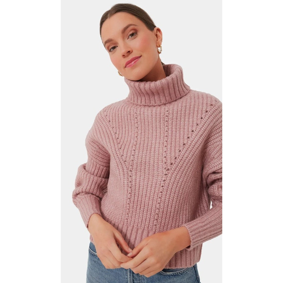 Varley Pink Woodrose Rogan Cropped Knit Turtleneck Sweater Womens Size Large