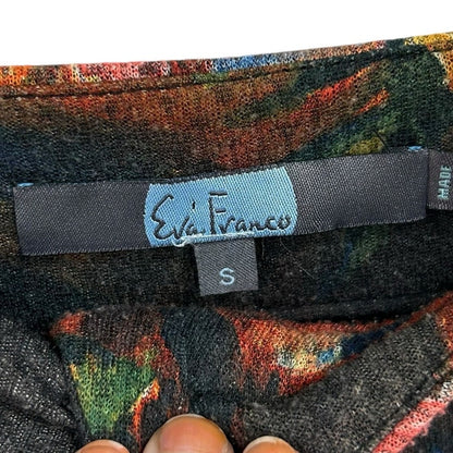 Eva Franco Simone Monet Multicolor Floral Knit Straight Leg Pants Womens Small