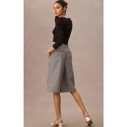 Maeve by Anthropologie Black White Houndstooth Tailored Culotte Shorts Womens 6