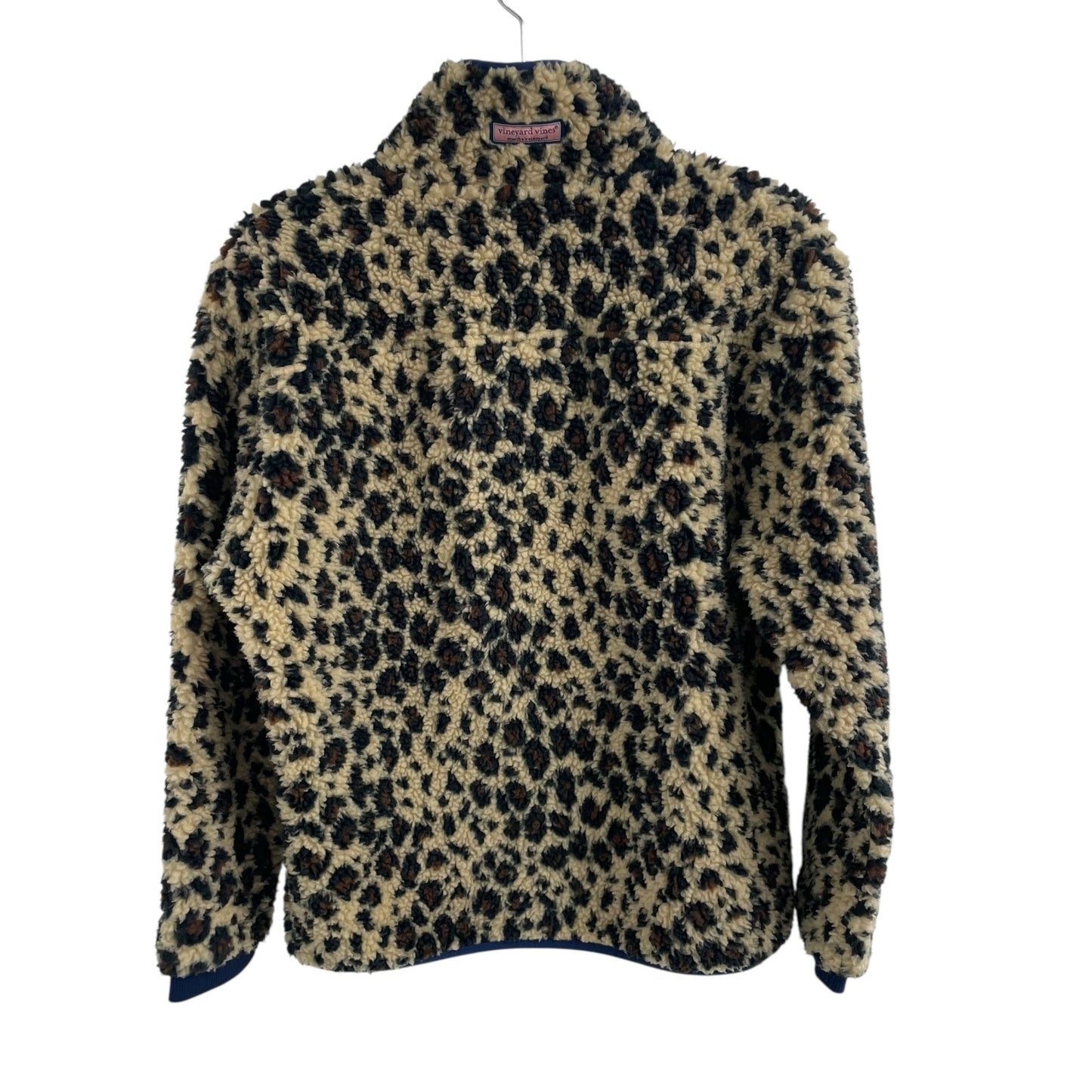 Vineyard Vines Leopard Print Super Sherpa Pullover Half Zip Womens Medium