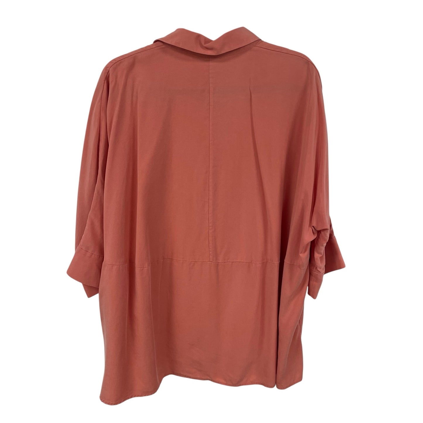 COS 3/4 Sleeve Concealed Button Up Oversized Shirt Orange Womens Size Small