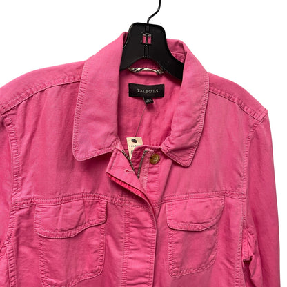 NWT Talbots Linen Blend Utility Jacket Pink Cinchable Waist Womens XL