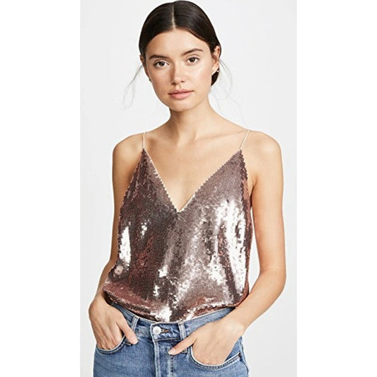 Veronica Beard Coda Cami Tank in Pink Rose Gold Sequins Womens 2