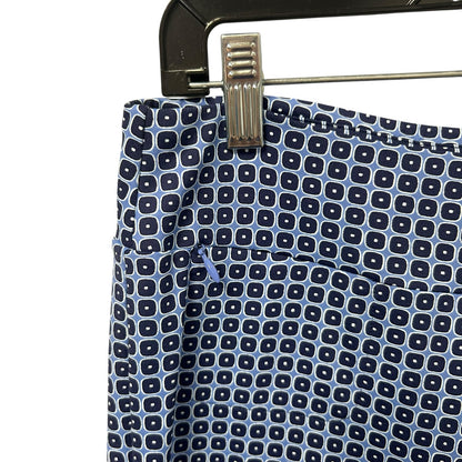 J. McLaughlin Navy Blue Geometric Print Nylon Blend Pull On Pants Womens Medium