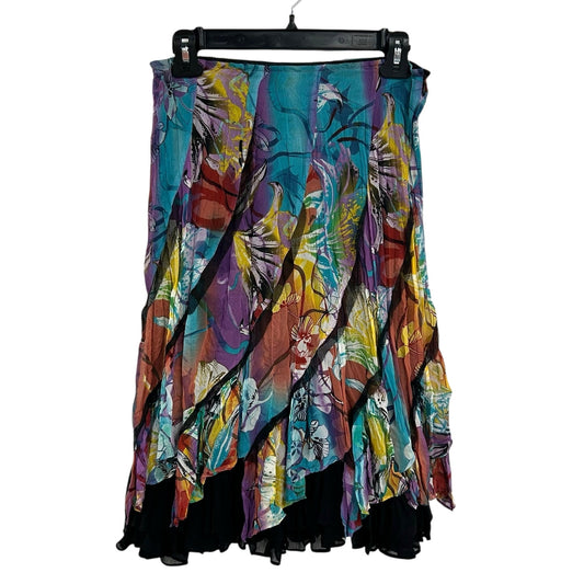 Alberto Makali Multi Abstract Floral Print Crinkle Knee Length Skirt Womens 4